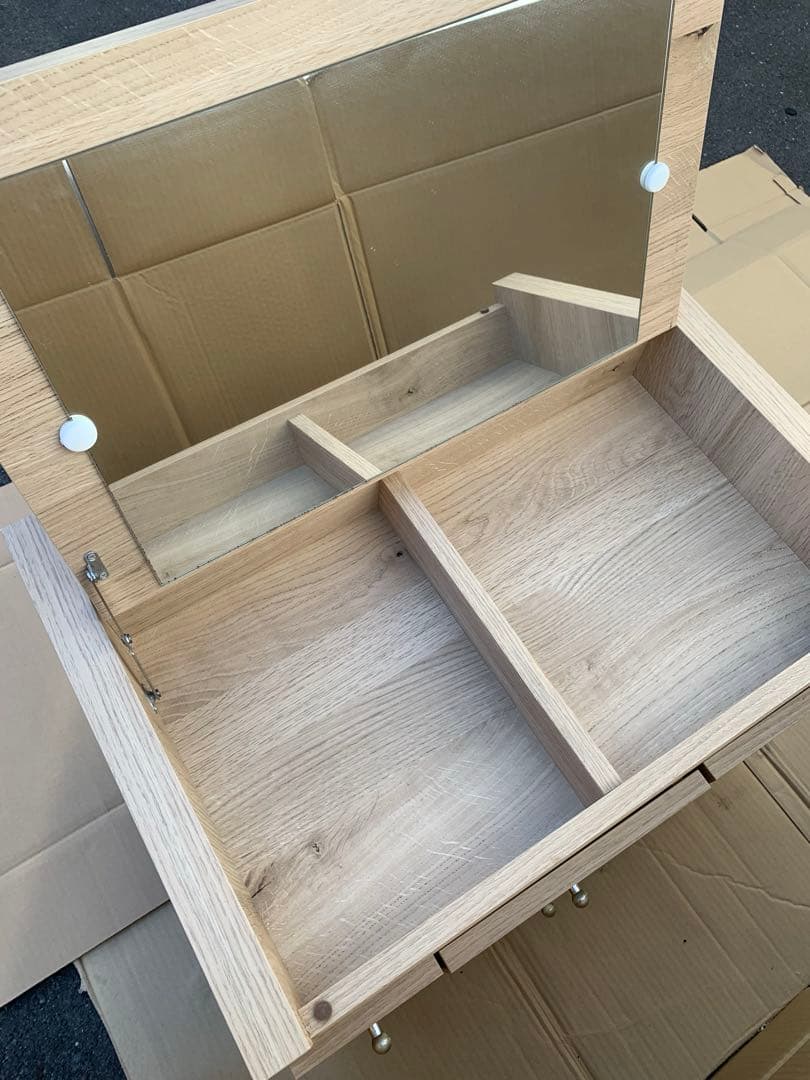 ナチュラルウッド ドレッサー・鏡台　伸縮　ローテーブル