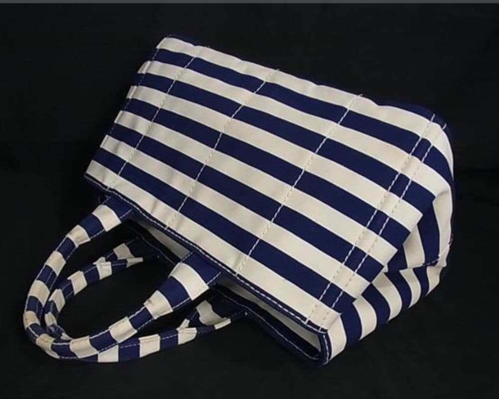 PRADA カナパ トートバッグ サイドに三角ロゴプレート有 ストライプ 本物