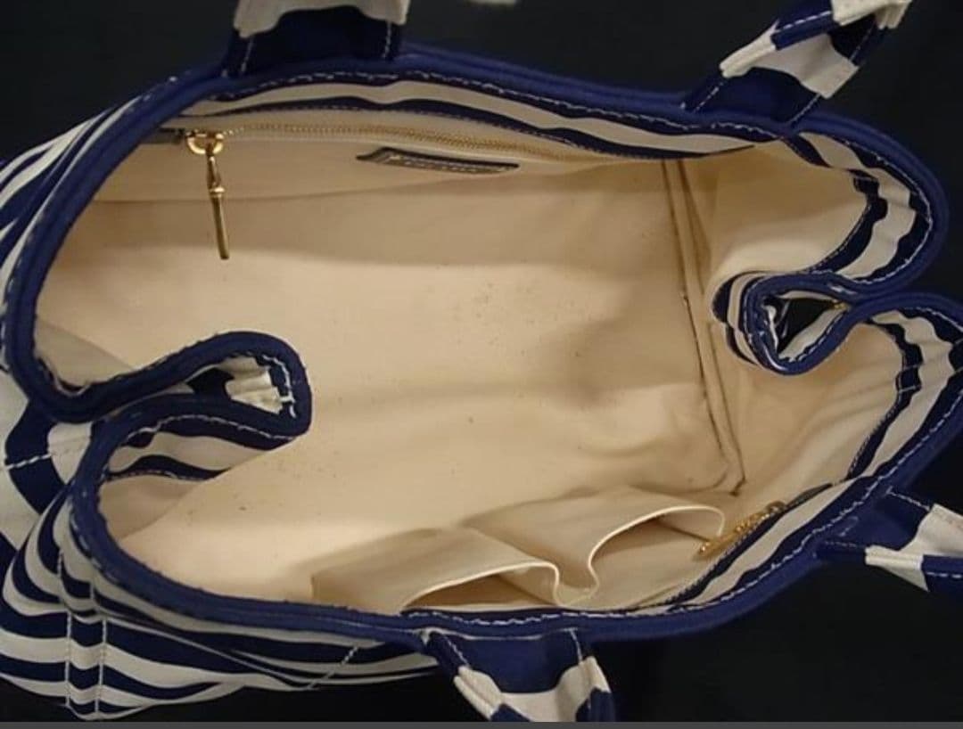 PRADA カナパ トートバッグ サイドに三角ロゴプレート有 ストライプ 本物