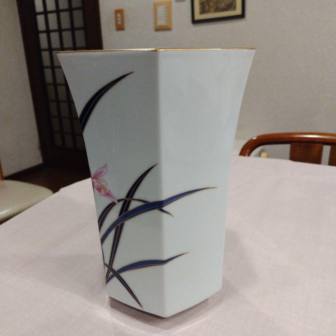 香蘭社　八角形の花瓶 ピンク花柄 陶磁器