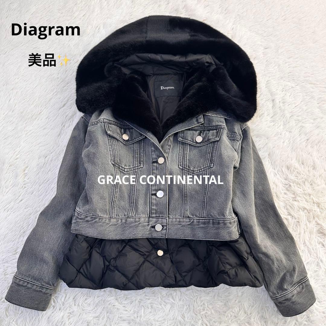 美品 グレースコンチネンタル ダイアグラム エコファーコンビ デニムジャケット