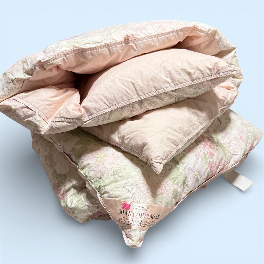 西川　シングル　冬用羽毛布団 花柄 150x210cm