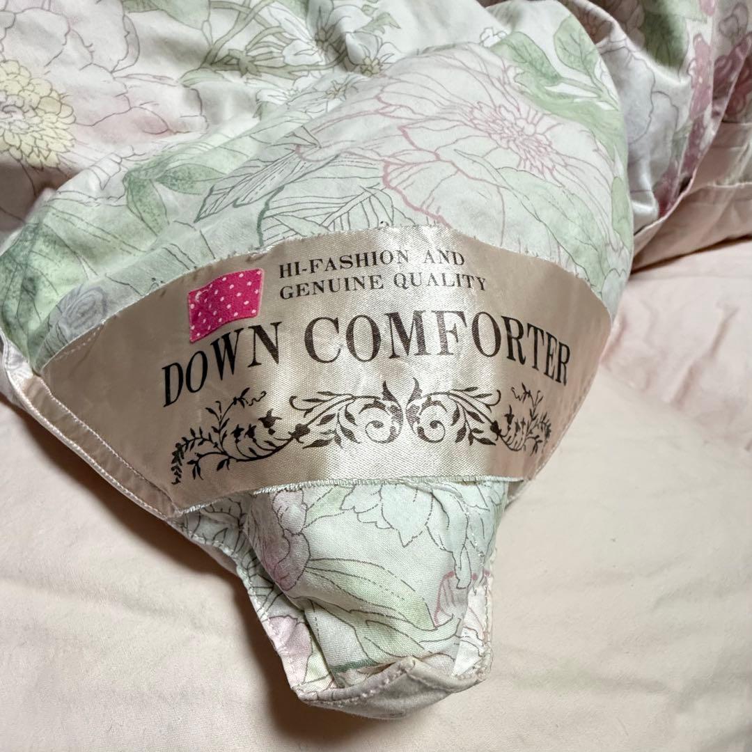 西川　シングル　冬用羽毛布団 花柄 150x210cm