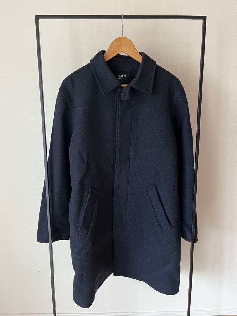 A.P.C. ステンカラーウールメルトンコート M ネイビー