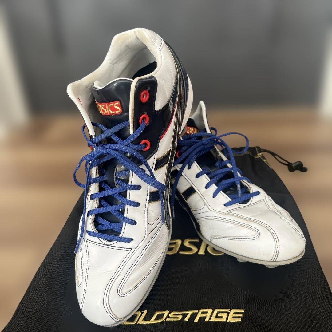 ASICS GOLDSTAGE スパイク ホワイト/ネイビー/レッド