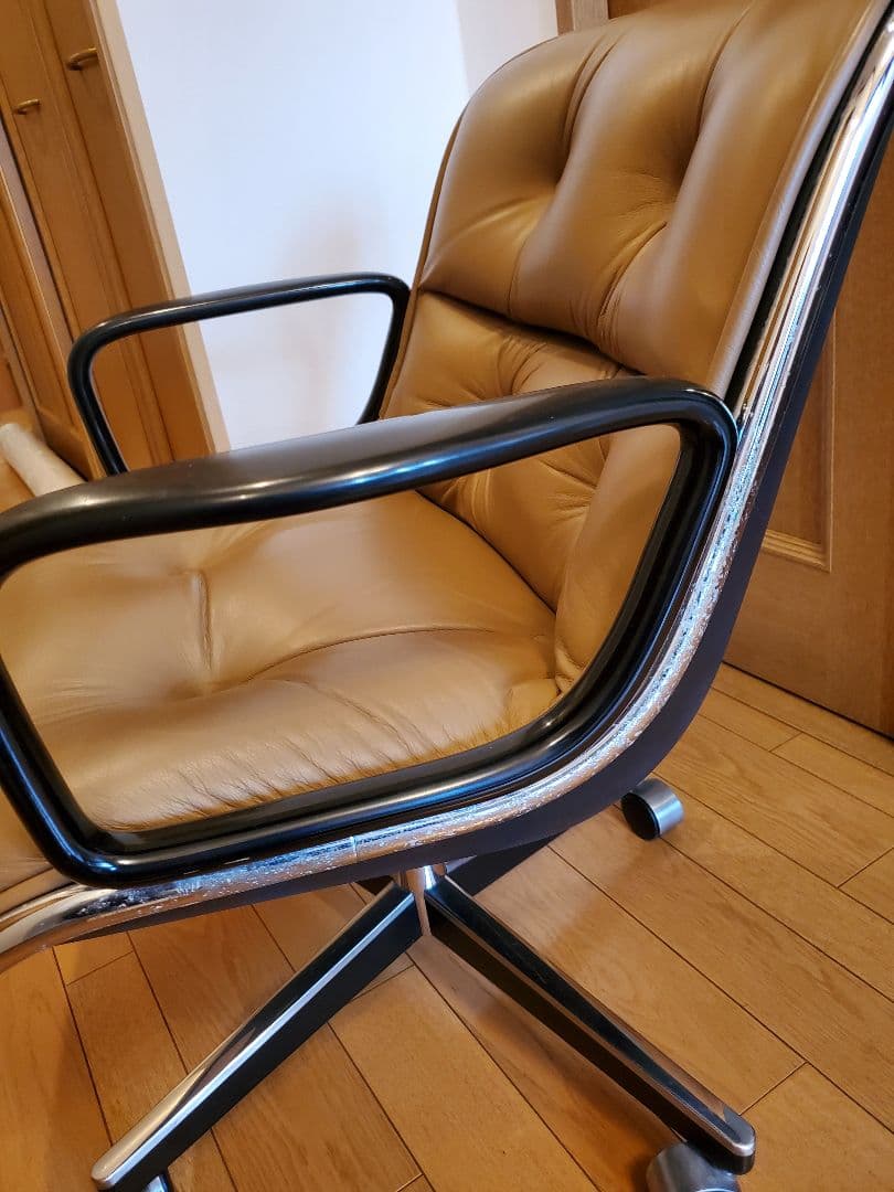 knoll ポロックチェア 4本脚 キャスター レザー　本革　オフィスチェア