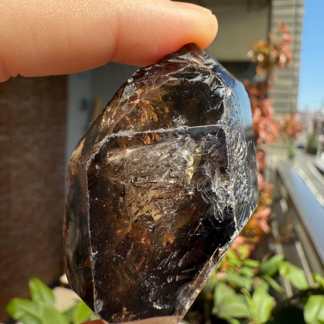 南アフリカ産　エレスチャルクォーツ　78.4g　骸骨水晶　自然石　鉱物標本⑤