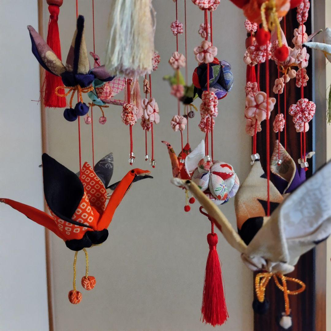 吊るし雛'26鶴＊正絹古布＊手づくり＊Urchin雑貨＊私のお雛様