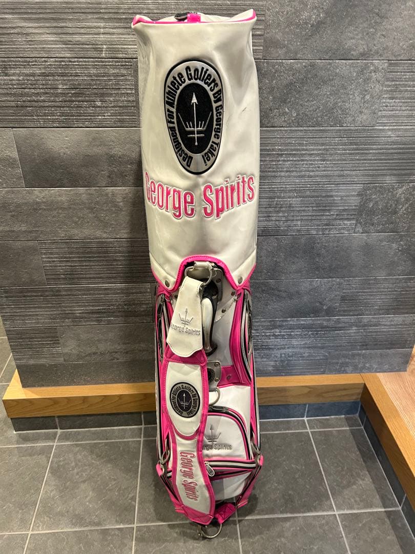 ジョージスピリッツキャディバッグ ホワイト×ピンク【数量限定・激レア】※難あり