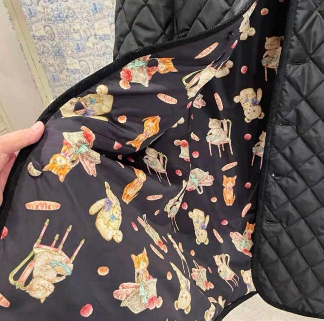 美品 yukiemon テキスタイルキルティングコート まぜまぜ リバーシブル