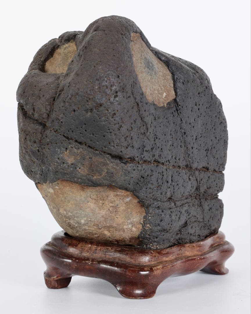 菊花石 花紋石 台座付 1.4kg 原石 鑑賞石 自然石 水石 盆石 牡丹石　蛙