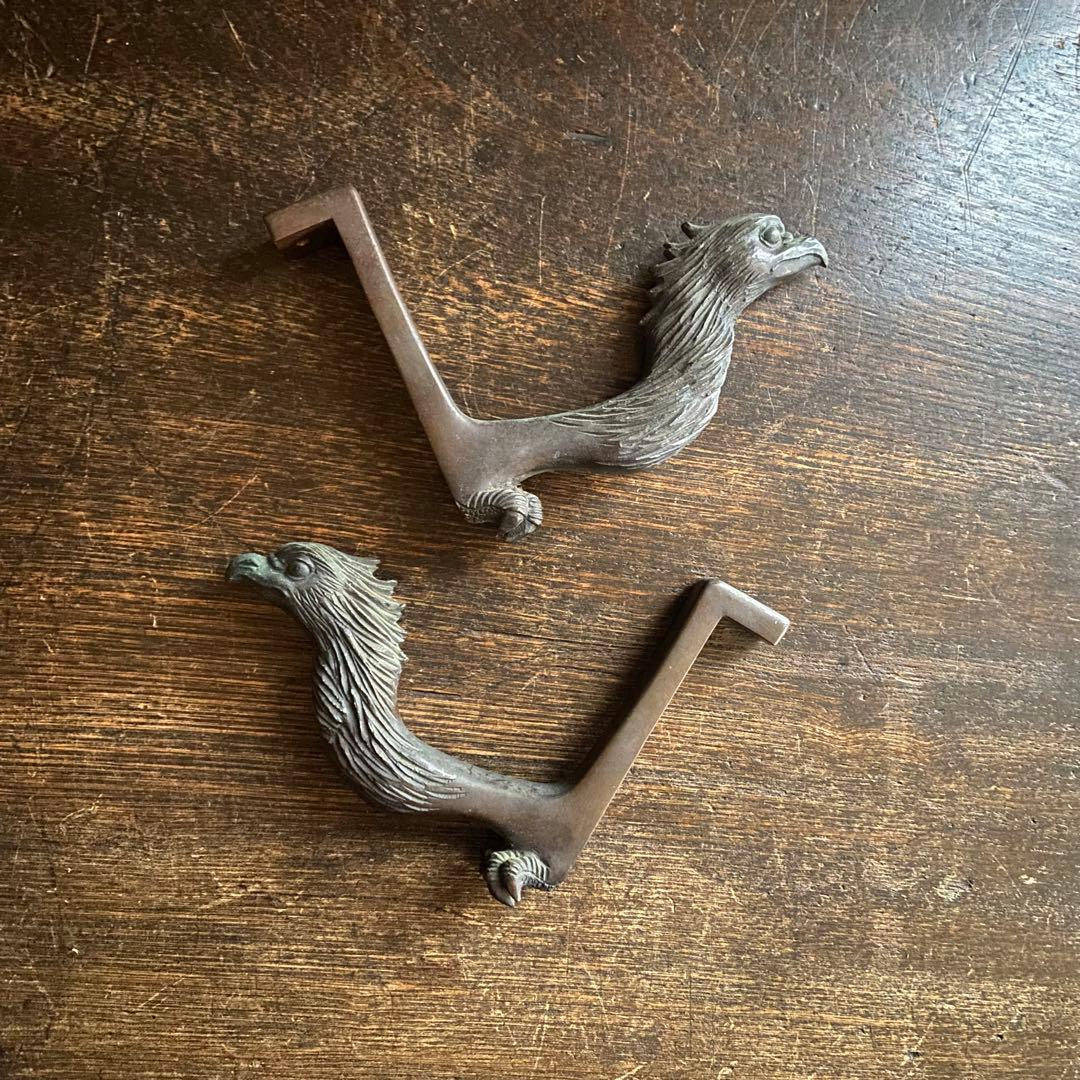 骨董　亀文堂　鴨居掛け　かもい　長押　なげし　フック　一対