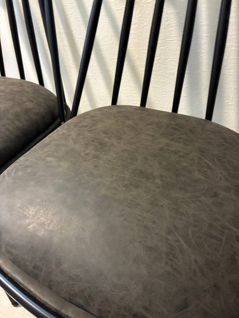 【ほぼ未使用】完売品／タンスのゲン ダイニング チェア 2脚セット グレー 黒