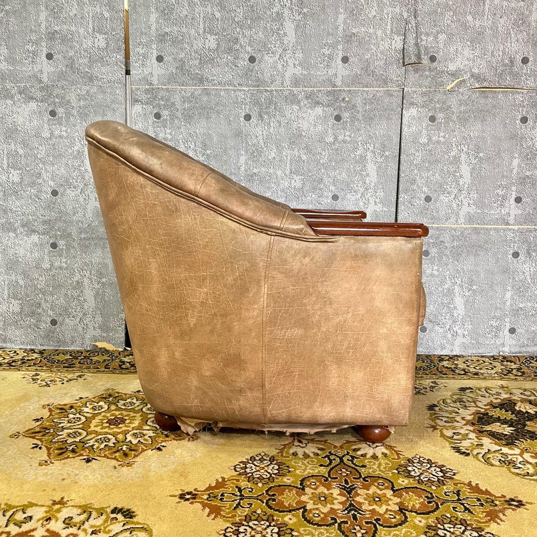 ꧁ヴィンテージ家具꧂1人掛けソファ&3人掛けソファセット アンティーク レザー