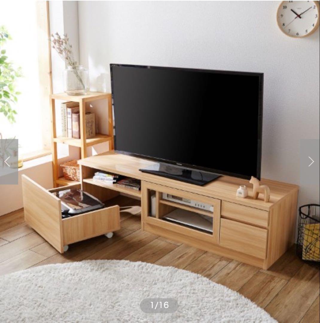 【幅約150cm】ナチュラルウッド　テレビボード　プリンター収納あり