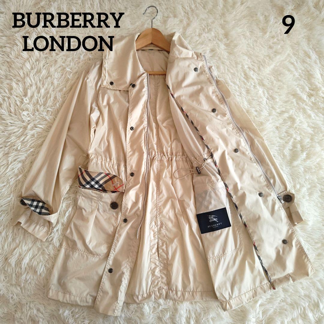 【メガチェック/はっ水】バーバリーロンドン　スプリングコート　ベージュ　ナイロン