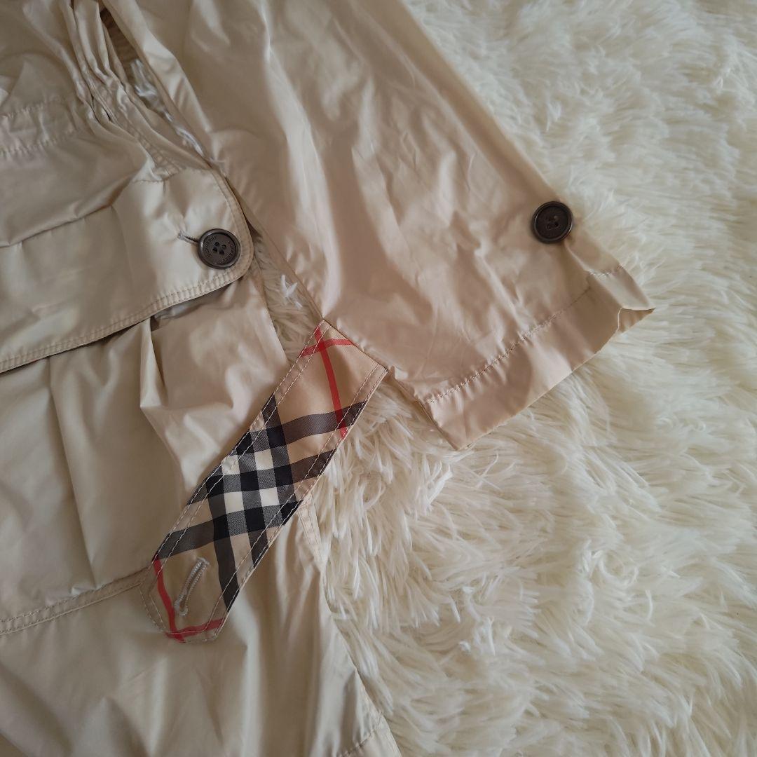 【メガチェック/はっ水】バーバリーロンドン　スプリングコート　ベージュ　ナイロン