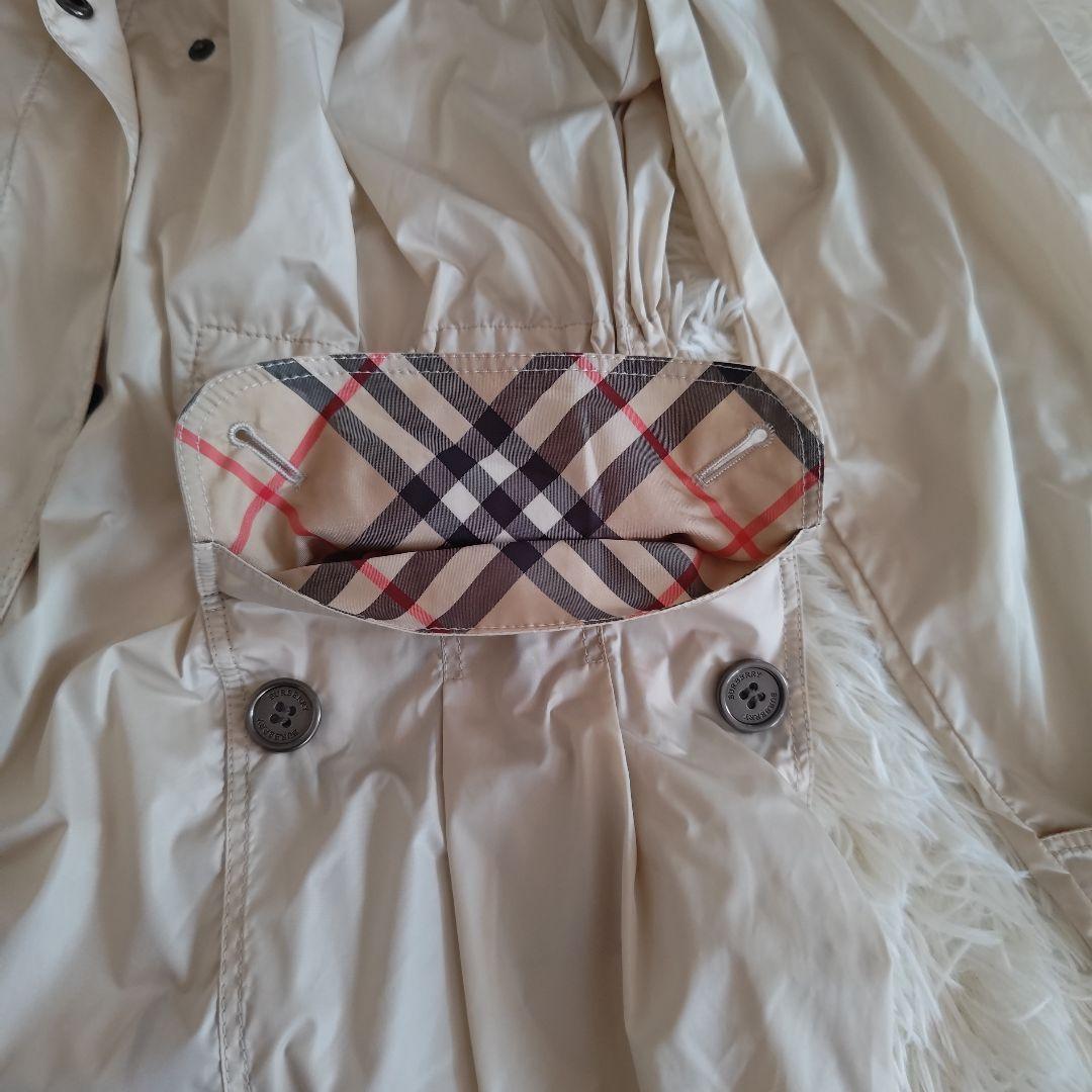 【メガチェック/はっ水】バーバリーロンドン　スプリングコート　ベージュ　ナイロン