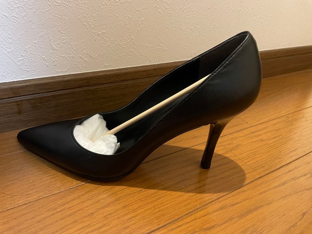 【新品未使用】ブラック ポインテッドトゥ ハイヒール 24cm