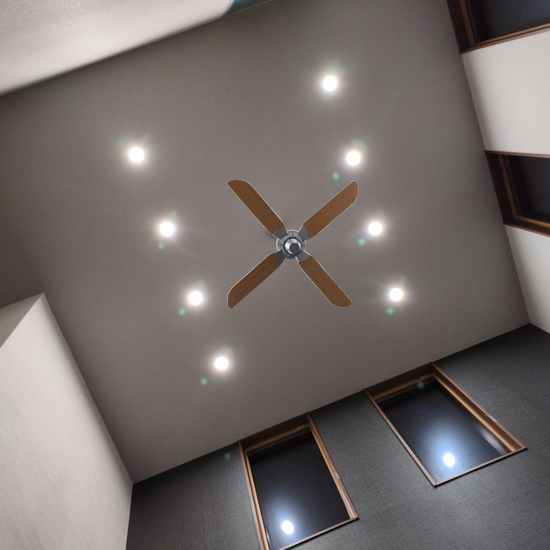 モダンシーリングファン 6灯 木製羽根