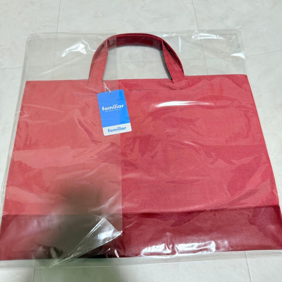 ファミリア デニムバッグ レッド 手刺繍 気になるあの子 手さげカバン