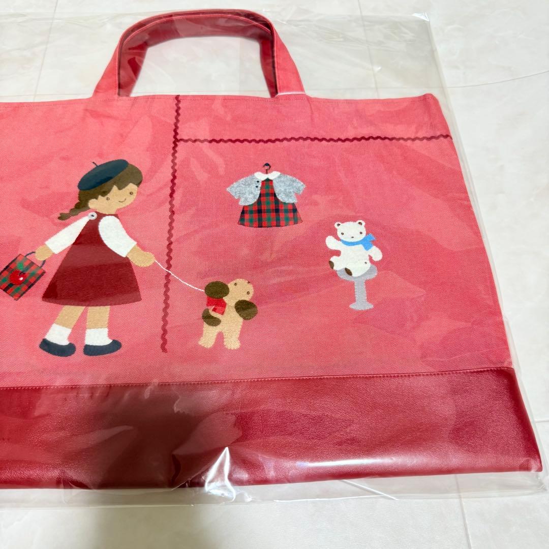 ファミリア デニムバッグ レッド 手刺繍 気になるあの子 手さげカバン