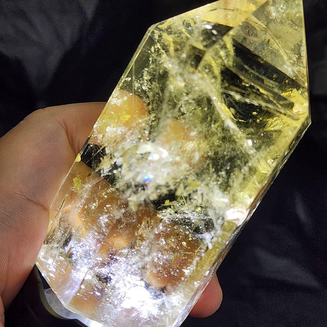 爆虹入り＆ファントム完璧 黄金シトリン ポイント 天然石パワーストーン