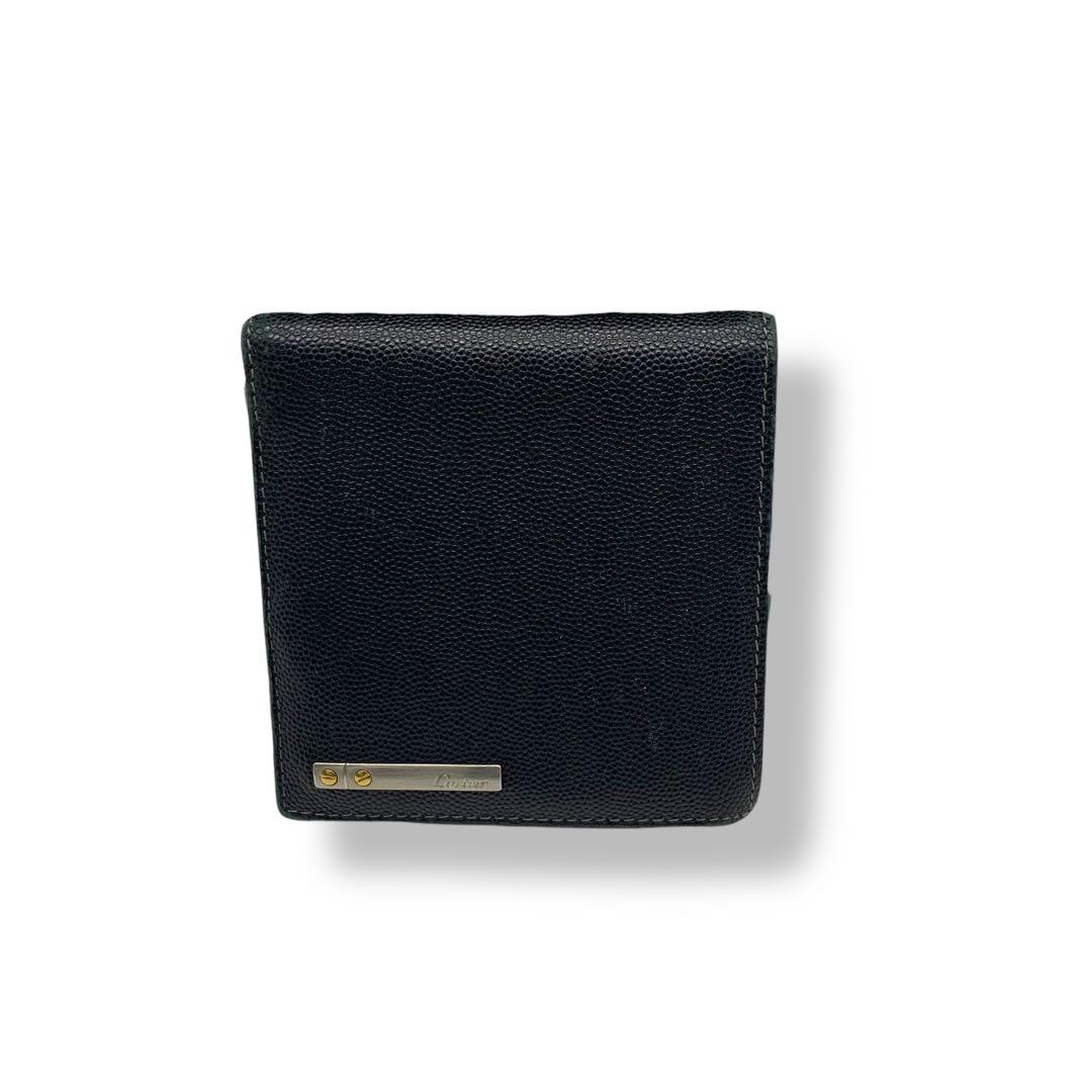 Cartier カルティエ サントス 二つ折財布 レザー ロゴプレート 薄型
