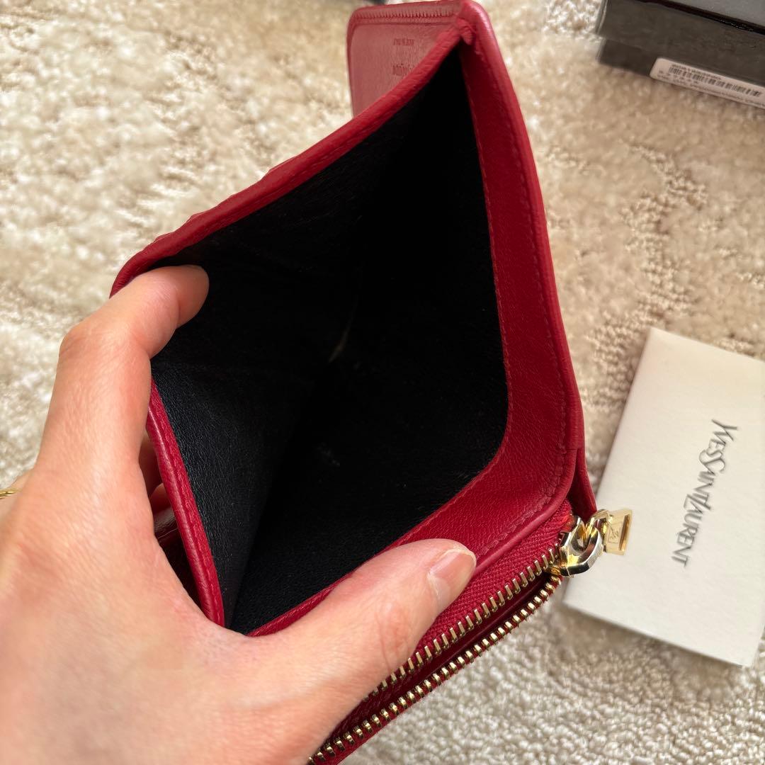 Yves Saint Laurent 二つ折り財布 レッド