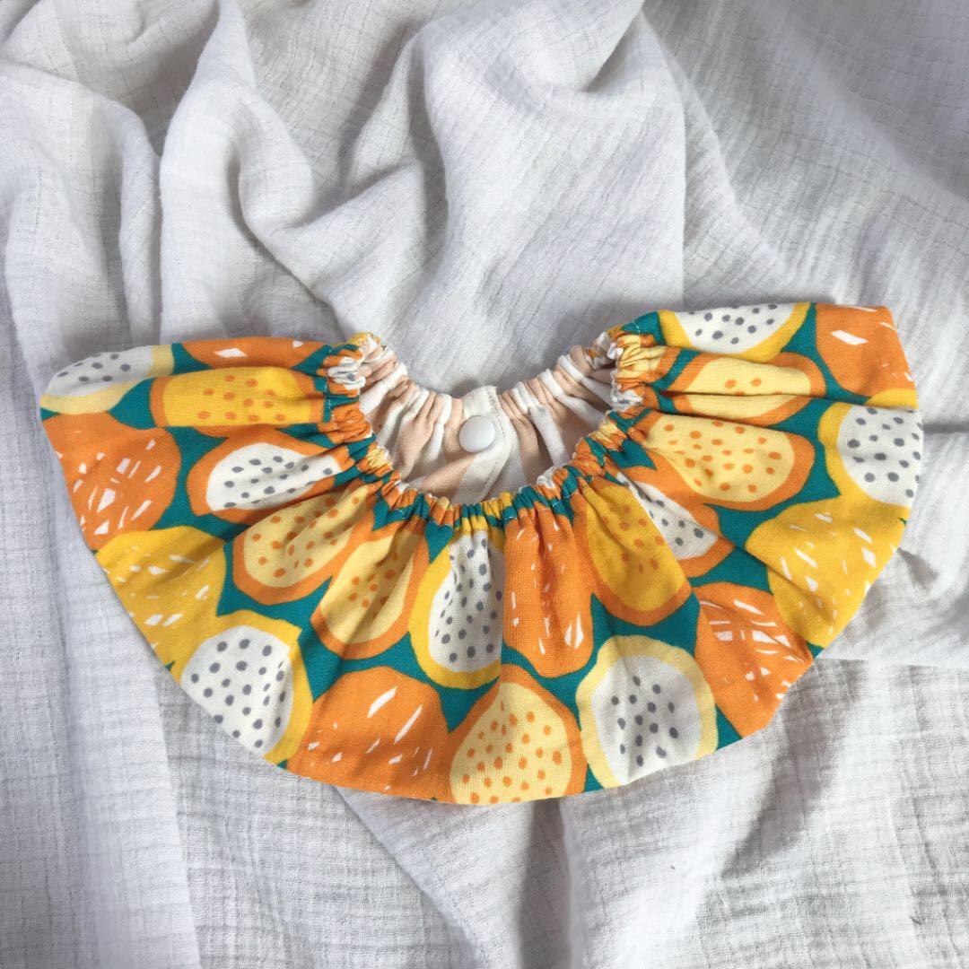 ★オレンジドラゴンフルーツ×カフェオレストライプ★ ハンドメイド　スタイ