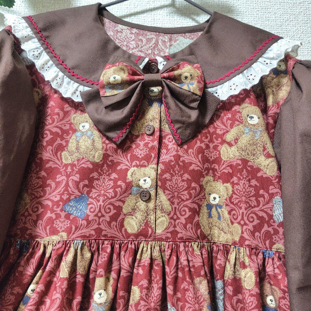 専用【くま耳付長袖ワンピース】