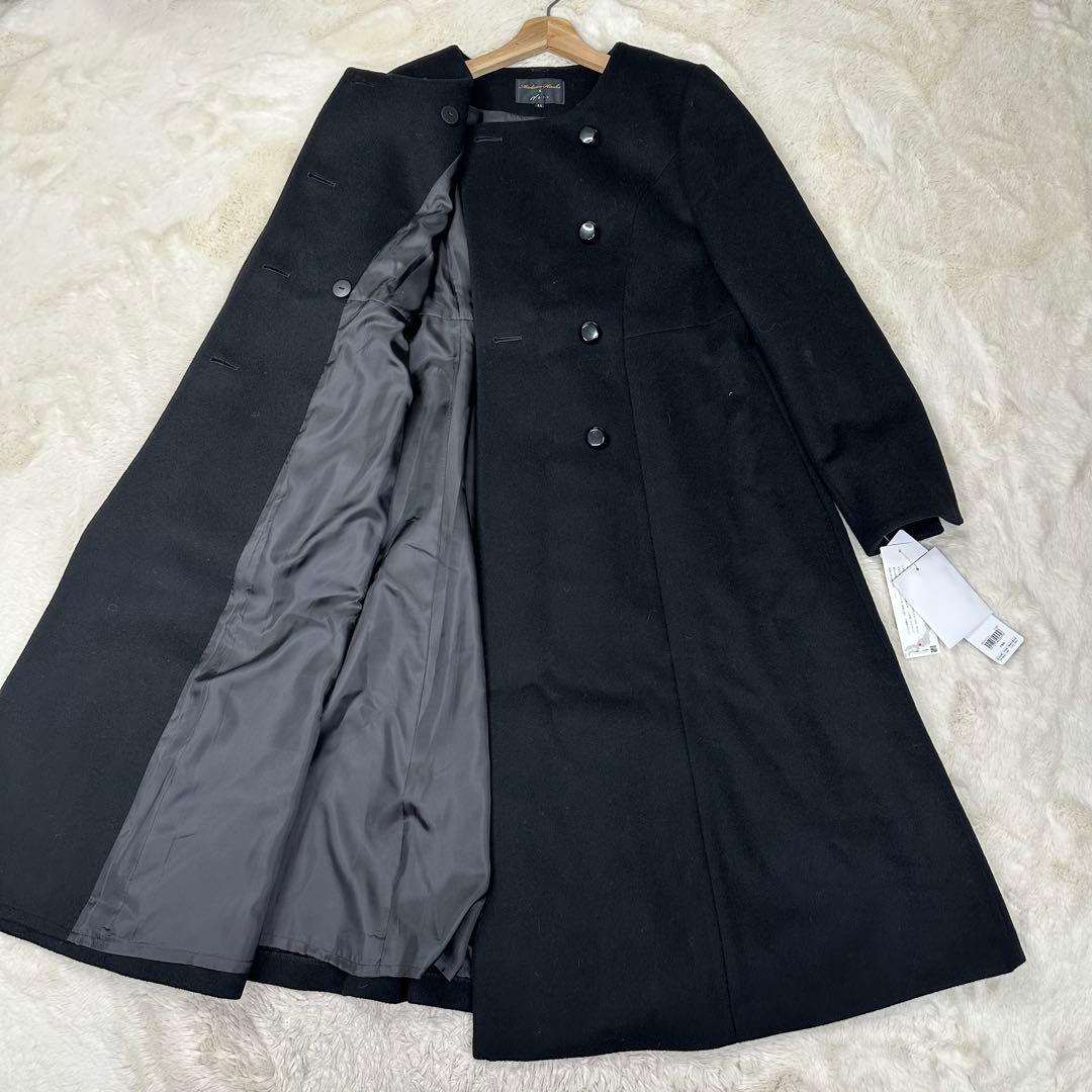 美品✨タグ付 マダムヒロコ×ニュイ 尾州ウール ロングコート 黒 ストール 11