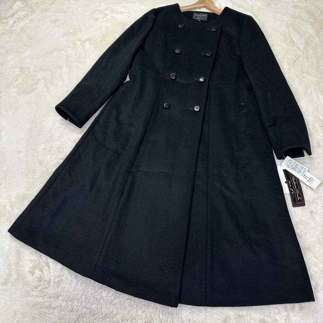 美品✨タグ付 マダムヒロコ×ニュイ 尾州ウール ロングコート 黒 ストール 11