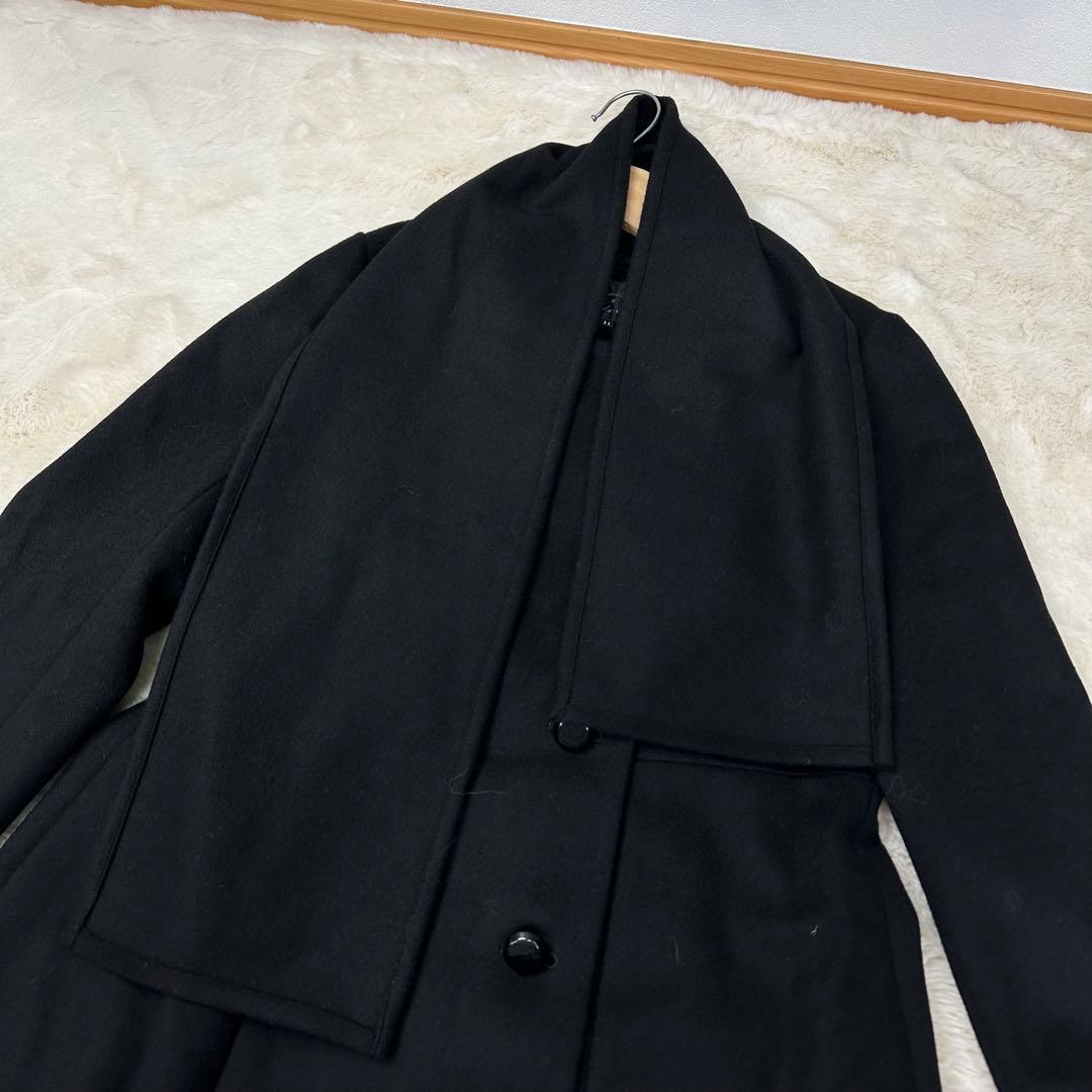 美品✨タグ付 マダムヒロコ×ニュイ 尾州ウール ロングコート 黒 ストール 11