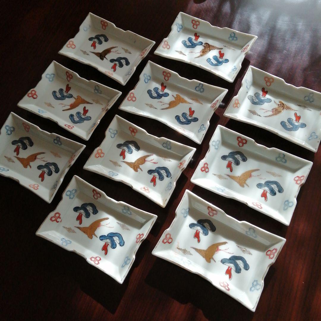 伊万里　色絵長角皿　10枚　15cm　明治～大正期