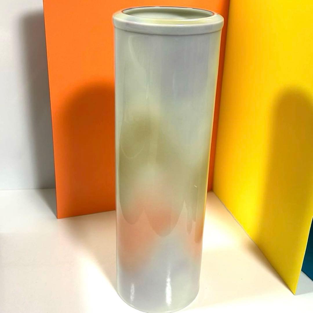 有田焼 筒形10号花生け 深川製磁 彩色磁絵 花瓶 花器 フラワーベース