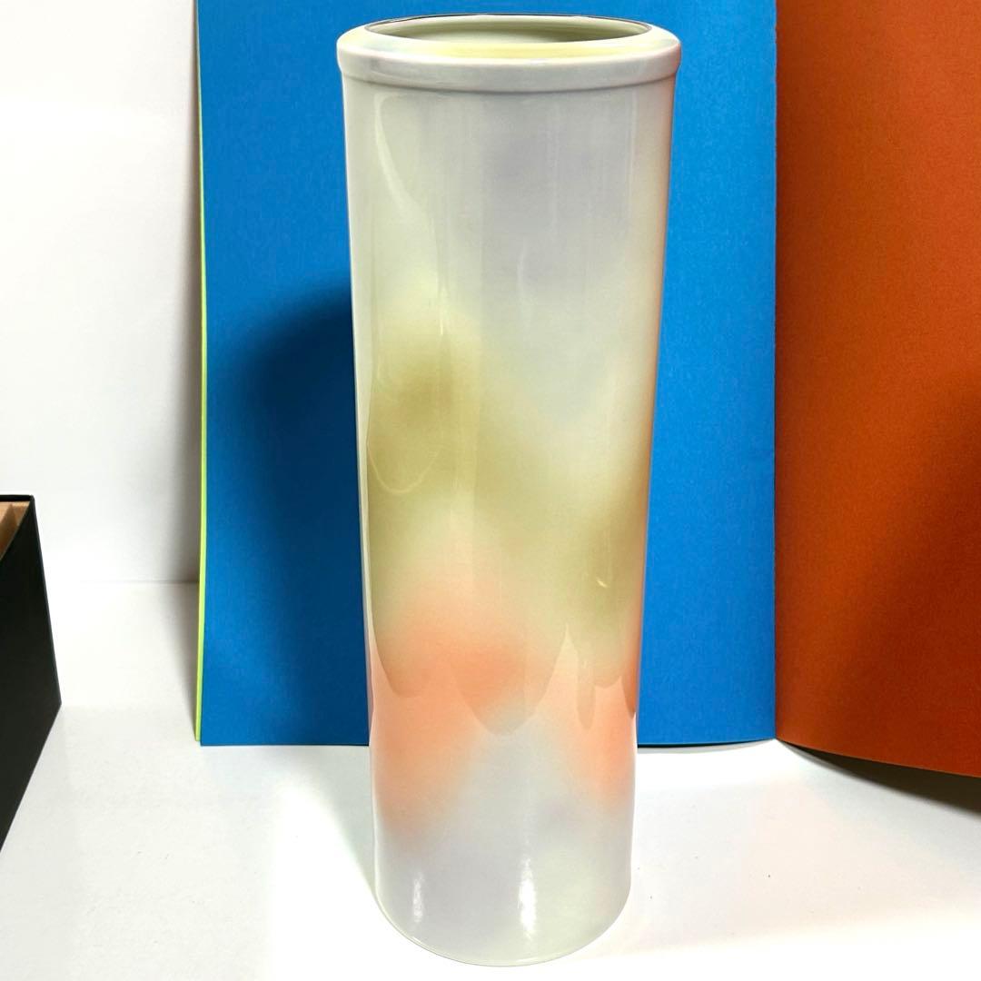 有田焼 筒形10号花生け 深川製磁 彩色磁絵 花瓶 花器 フラワーベース