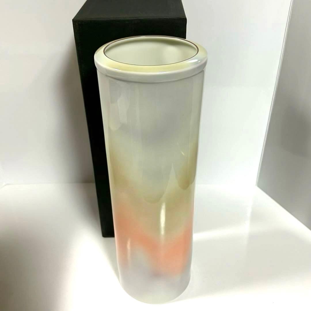 有田焼 筒形10号花生け 深川製磁 彩色磁絵 花瓶 花器 フラワーベース