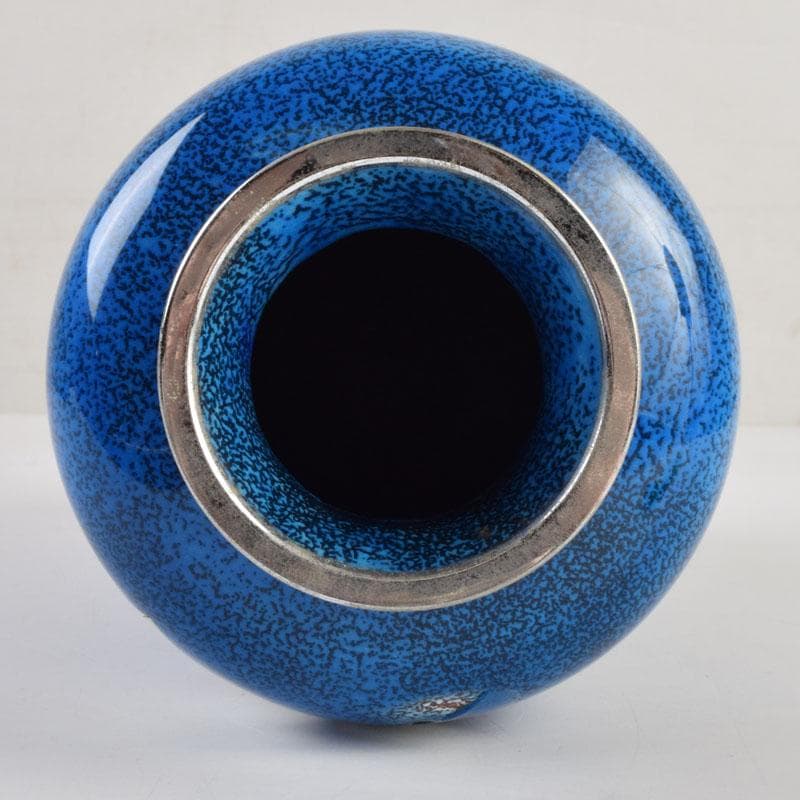 七宝焼　大吉七宝工房　太田博明作　花蝶文　花瓶　V　9147