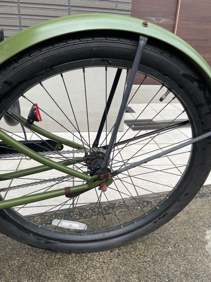 【Rainbow ビーチクルーザー オリーブグリーン　サーフボードキャリア付き】