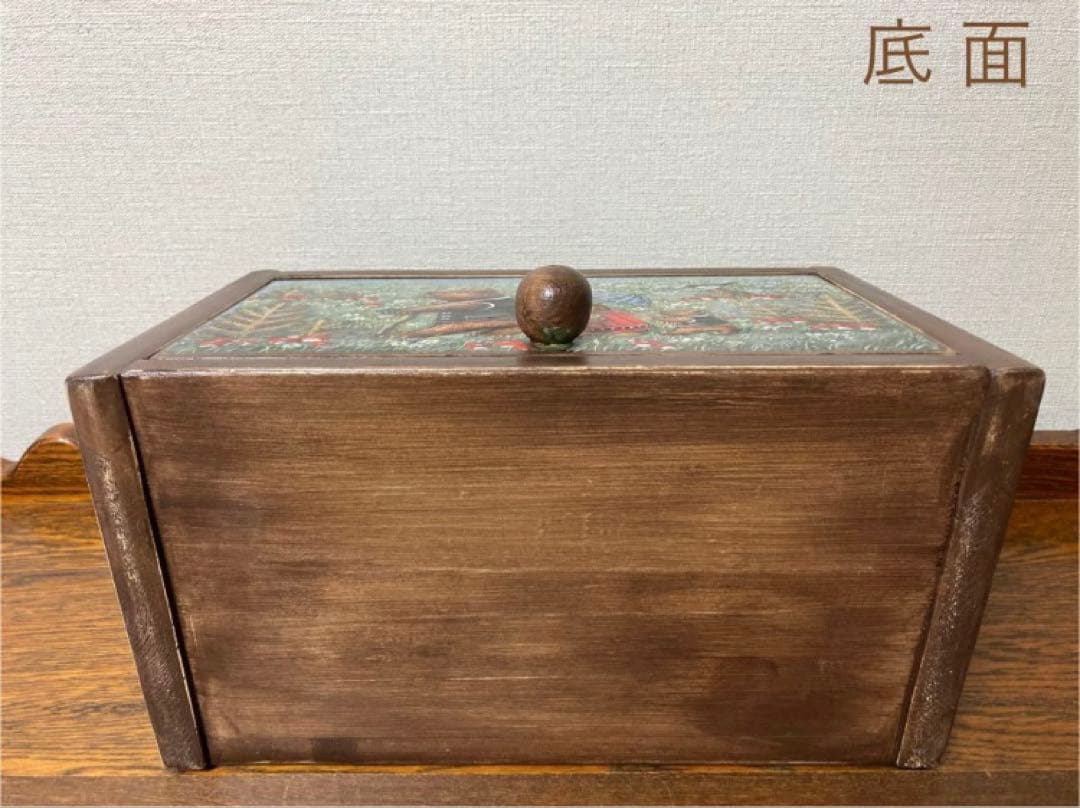 ＊訳ありロシア民話『3匹の熊&白腹カササギ&ウサギの家』木製収納箱マトリョーシカ