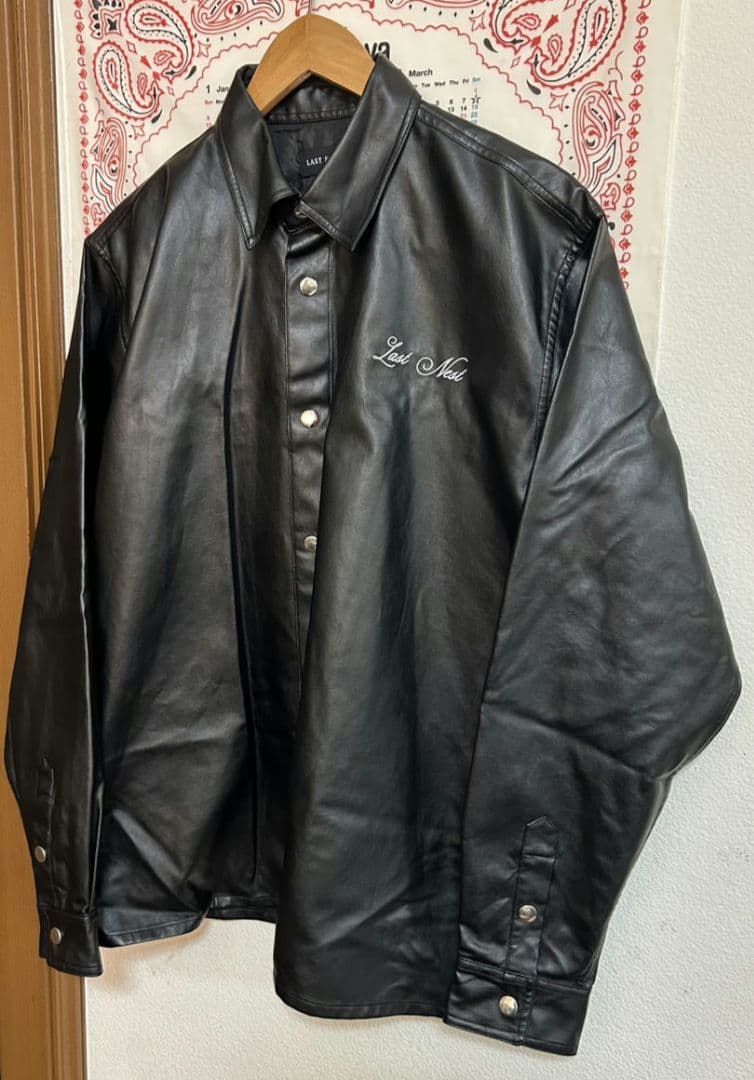 【激シブ・完売モデル】LASTNEST　レザー 長袖　シャツ　黒　ブラック　XL