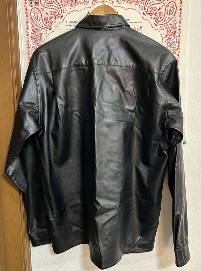 【激シブ・完売モデル】LASTNEST　レザー 長袖　シャツ　黒　ブラック　XL