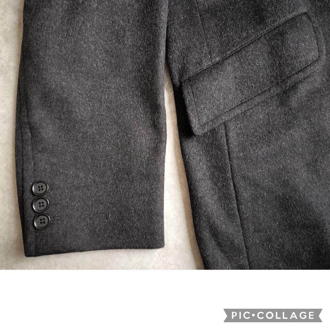 【美品】タケオキクチ 日本製 カシミヤ混 ステンカラーコート L　ダークグレー