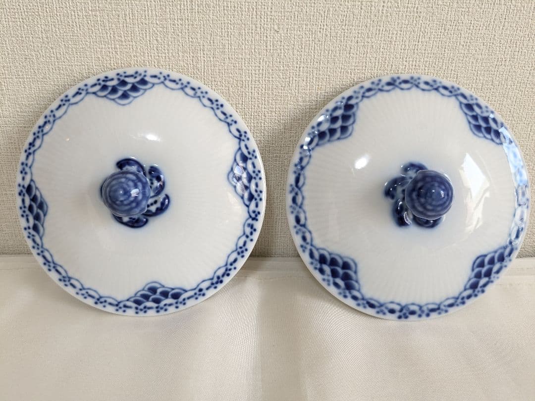 ロイヤルコペンハーゲン プリンセスブルー 蓋付きスープカップ＆ソーサー4客