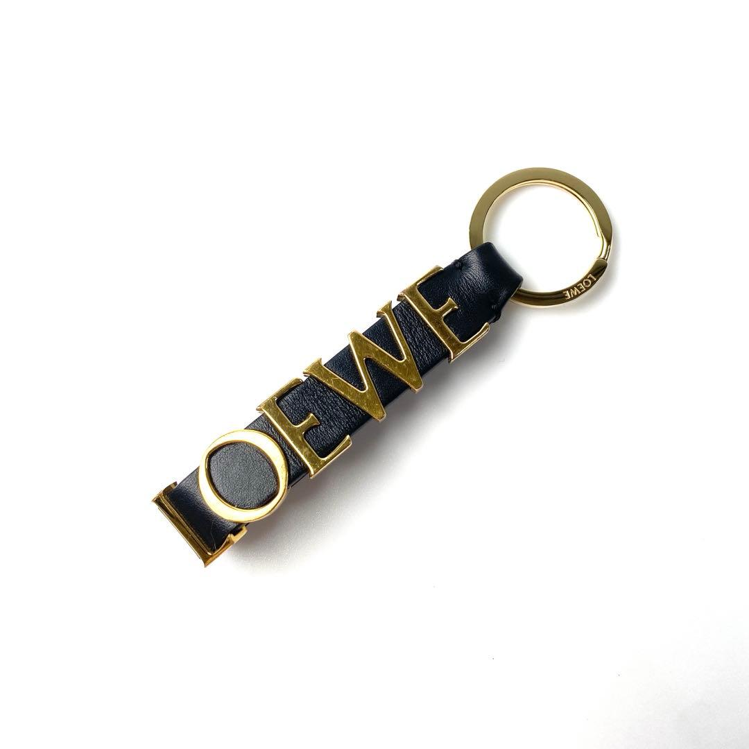 美品 ロエベ LOEWE キーリング ブラック ゴールド