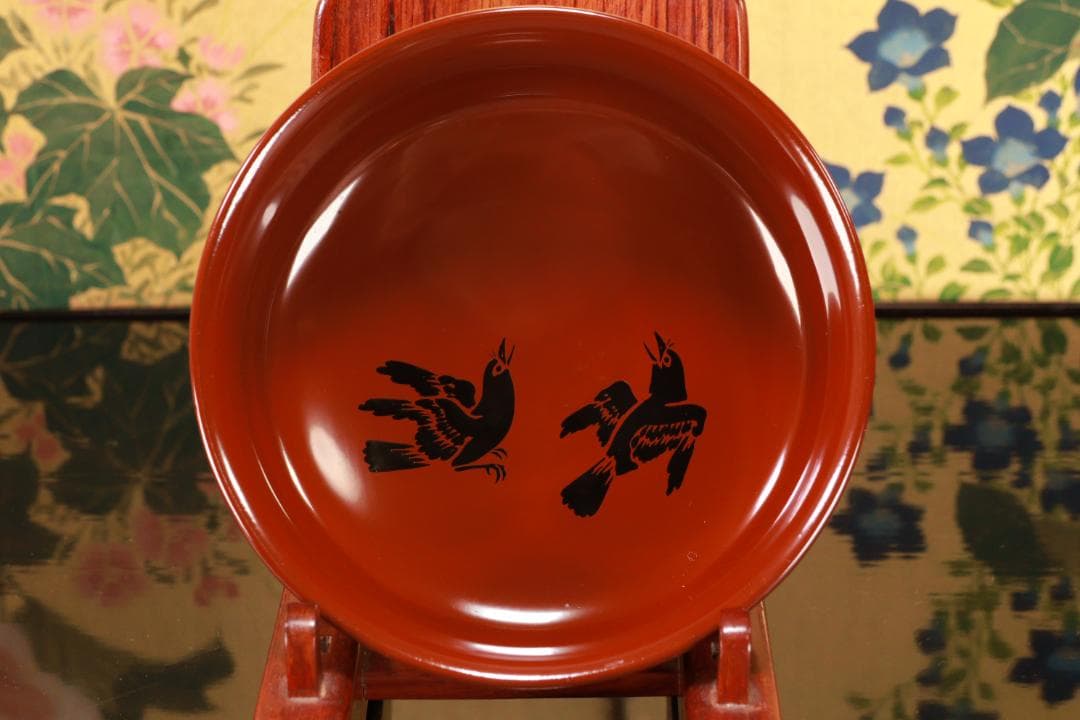 BJ103　時代輪島塗　烏漆絵　日乃出金蒔絵　煮物椀　五客　木製 吸物椀　菓子