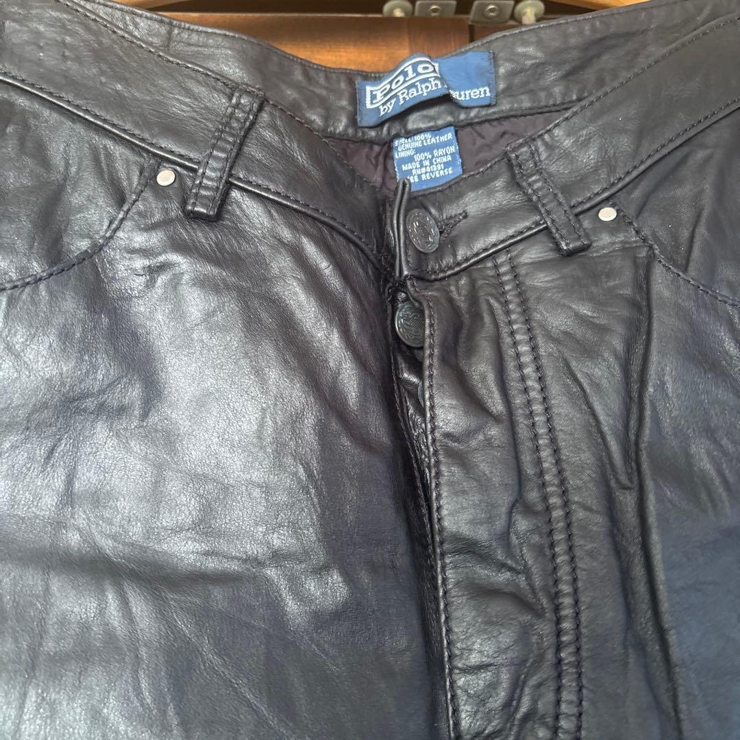 90s ラルフローレン レザーパンツ