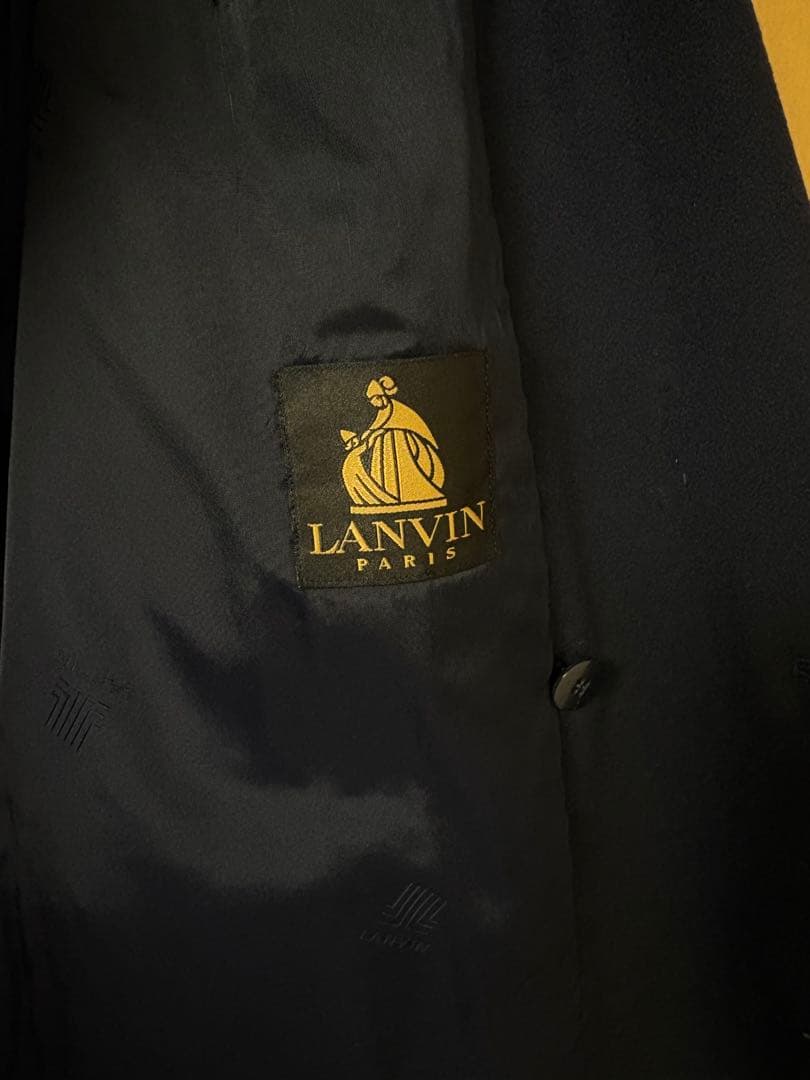 LANVIN ネイビー ダブルブレスト チェスターコート