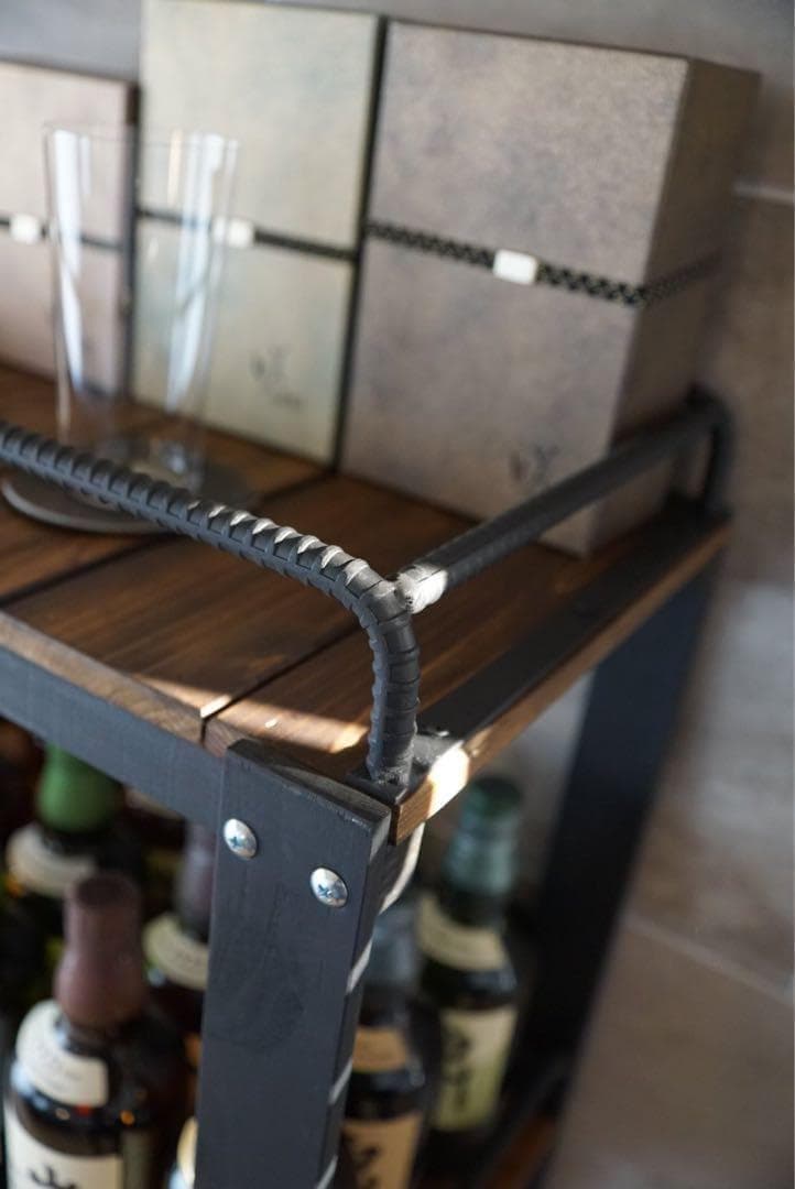 ウイスキーラック　棚　鉄×木製アイアンラック／おうちバー・ボトル棚・酒棚 029